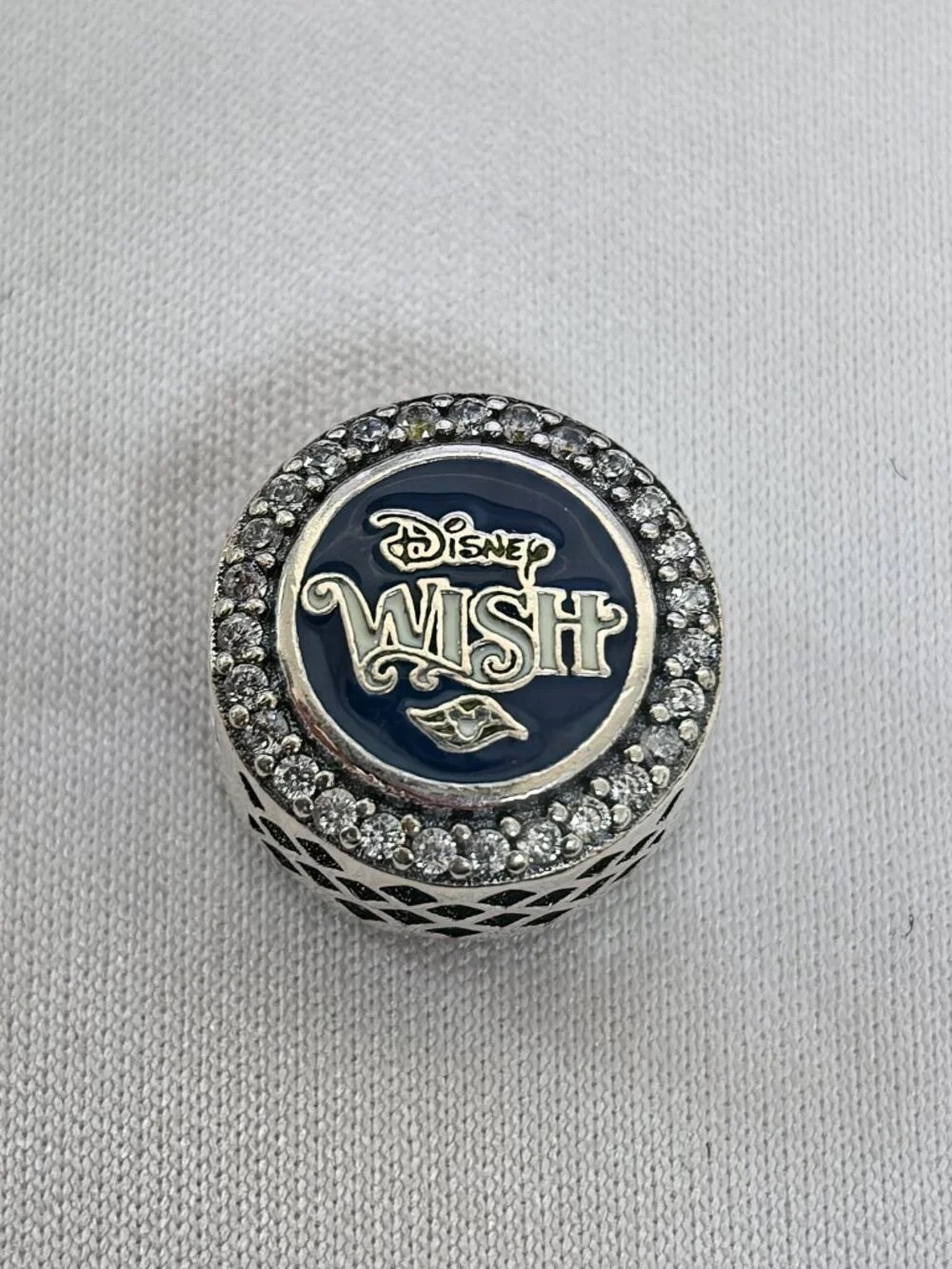 Pandora Disney Wish Charm with Navy Blue Enamel and Clear Crystals
